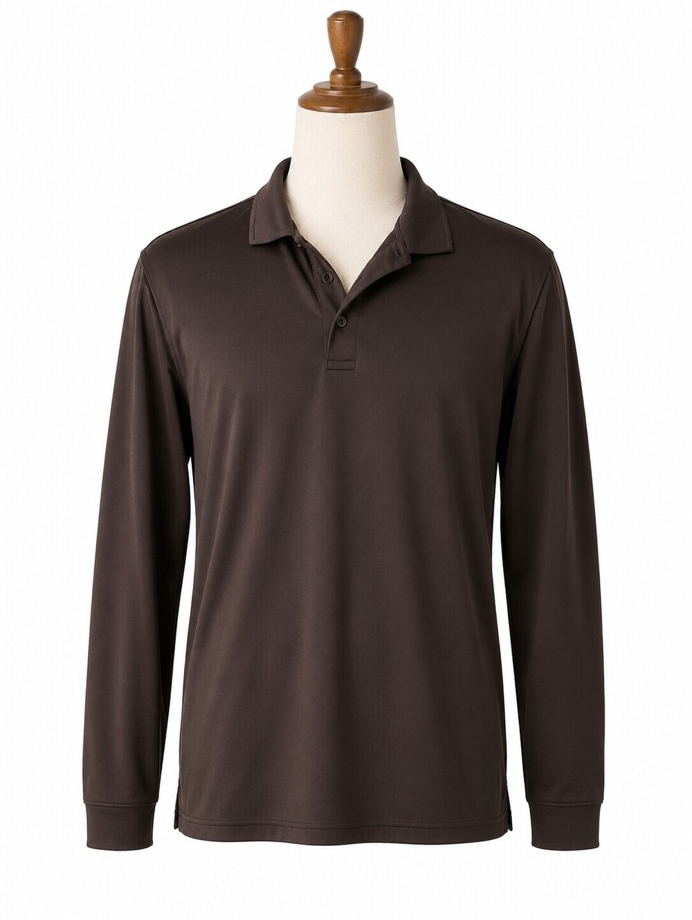 Men's Long Sleeve Black Polyester Polo Shirt Size L